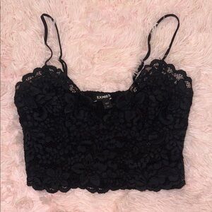 Express Black Floral Lace Cropped Cami